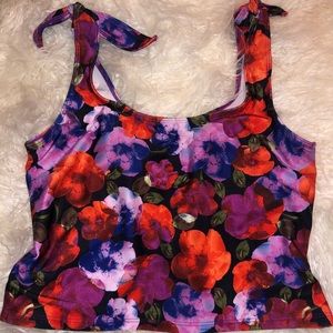 EUC Kortni Jeane Large Peonies Tie Top